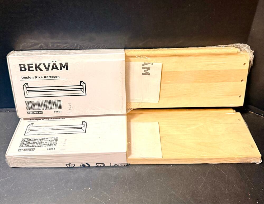 2 IKEA BEKVAM Wooden Spice Rack Shelf Storage Organizer Kitchen Bathroom NEW